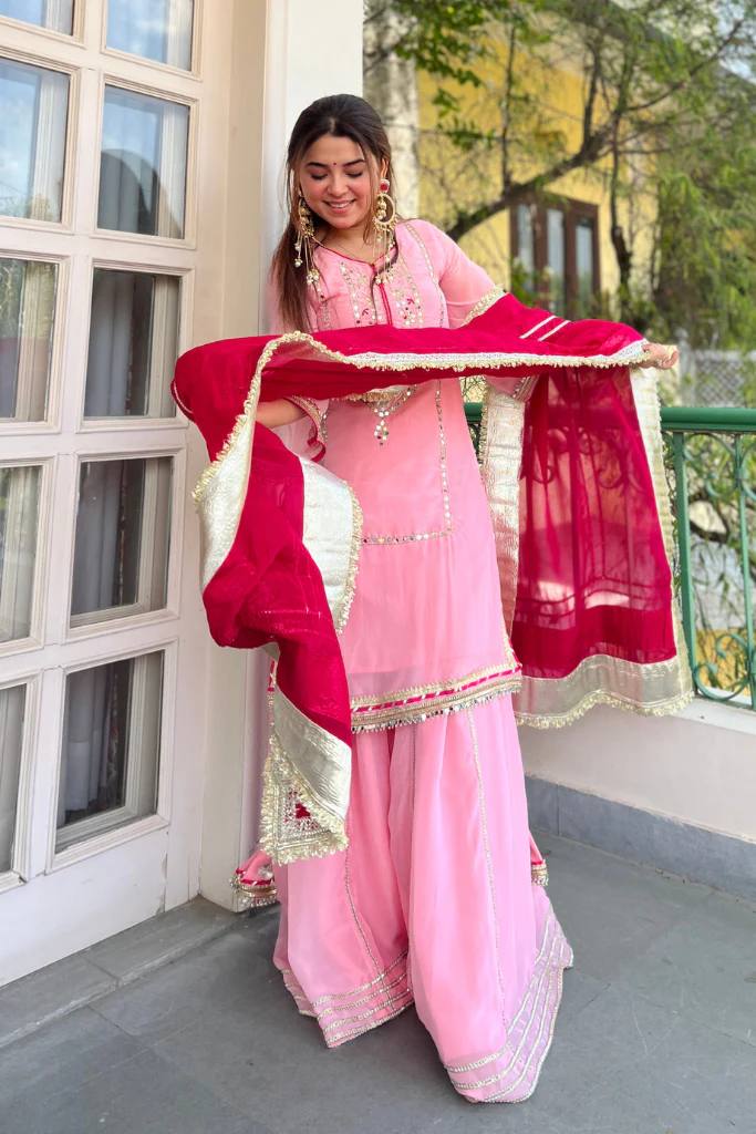 Premium Designer Sharara Suit Set with Heavy Sequins & Zari Embroidery
