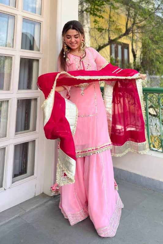 Premium Designer Sharara Suit Set with Heavy Sequins & Zari Embroidery