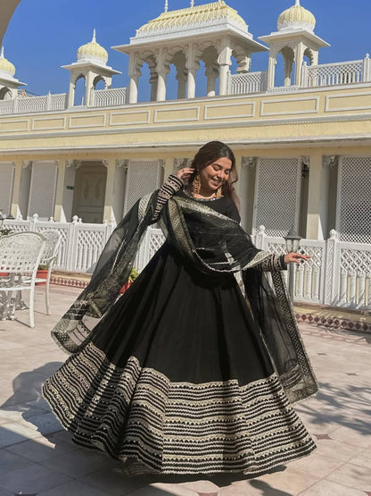 Premium  Designer Anarkali Suit Set with Heavy Coding Embroidery, Sequins & Thread Work