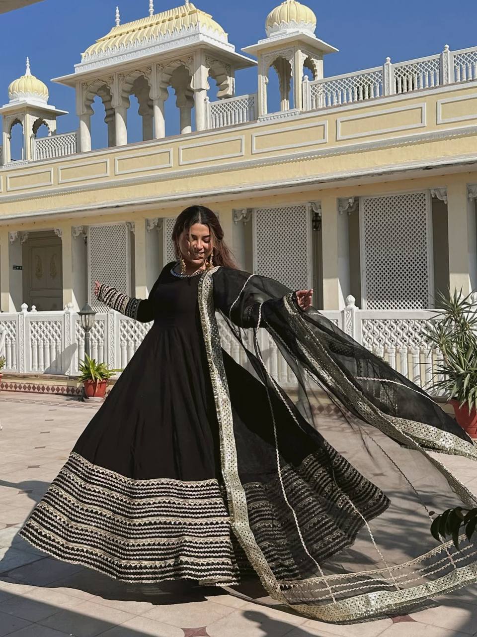 Premium  Designer Anarkali Suit Set with Heavy Coding Embroidery, Sequins & Thread Work
