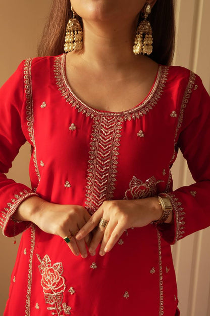 Premium Designer Gharara Suit Set with Embroidered Kurti & Dupatta