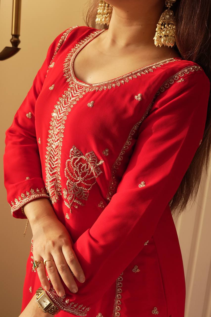 Premium Designer Gharara Suit Set with Embroidered Kurti & Dupatta