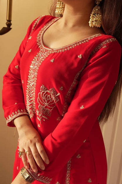 Premium Designer Gharara Suit Set with Embroidered Kurti & Dupatta